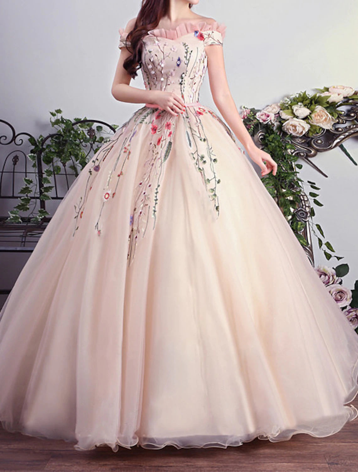 Bargain Bin Ball Gown Prom Dresses Luxurious Dress Quinceanera Prom Floor Length Short Sleeve Off Shoulder Tulle with Pleats Embroidery Bargain Bin Ball Gown Prom Dresses Luxurious Dress Quinceanera Prom Floor Length Short Sleeve Off Shoulder Tulle with Pleats Embroidery