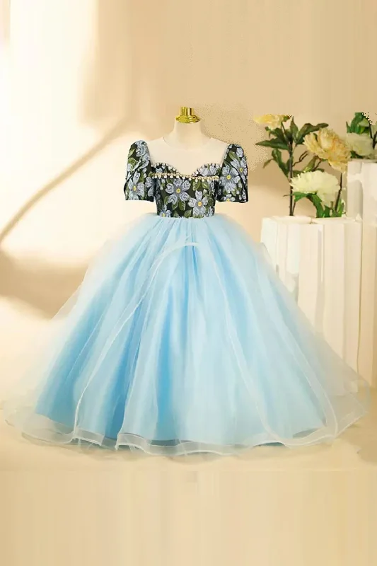 Big Savings Princess Evening Gown Pearls Design Kids Birthday Party Wedding Girl Dress