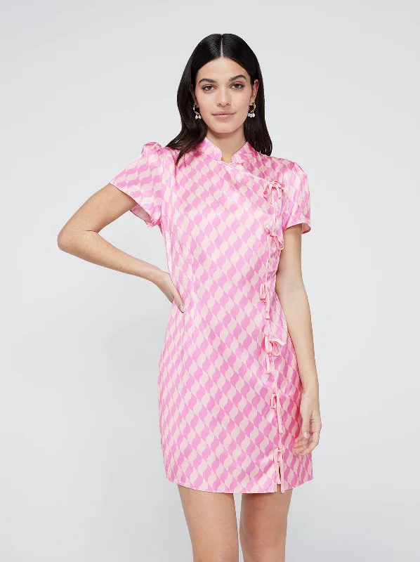 Super Deal Harlow Pink Wavy Tile Mini Dress