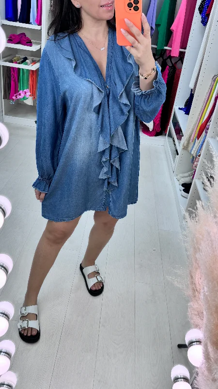 Special Buy Kathryn Denim Front Frill Dress