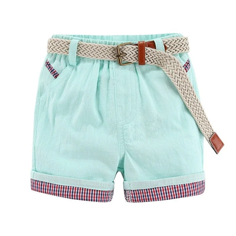 Can't Be Beat Summer Boys Shorts with Belt Plaid Elastic Waist Casual Cotton Solid Short Pants for Kids Clothes Can't Be Beat Summer Boys Shorts with Belt Plaid Elastic Waist Casual Cotton Solid Short Pants for Kids Clothes