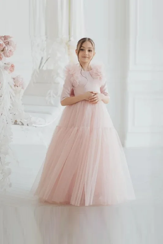 Super Deal Flower Girl Dresses Tulle With Bow Half Sleeve For Wedding Birthday Party Banquet Princess Gowns Super Deal Flower Girl Dresses Tulle With Bow Half Sleeve For Wedding Birthday Party Banquet Princess Gowns
