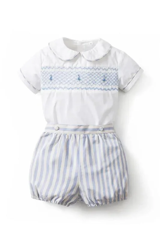 Steals and Deals Baby Boy Hand Made Suit Summer Embroidery Boys Spanish Smocked Clothes Set Steals and Deals Baby Boy Hand Made Suit Summer Embroidery Boys Spanish Smocked Clothes Set