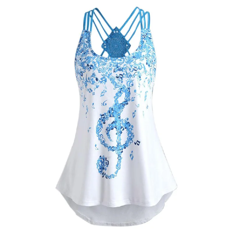 Deal Frenzy New Fashion Women Musical Notes Printed Sleeveless Vest