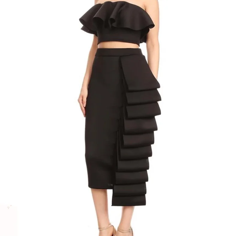 The Best Prices Women's Summer Polyester Two-Piece Dress With Ruffles