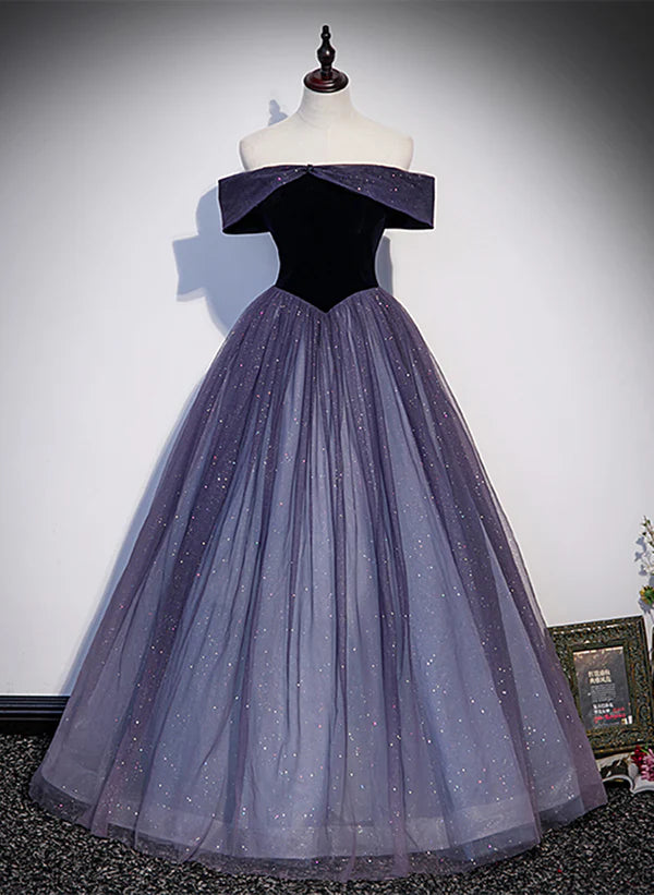 While Supplies Last Sparkling Purple Gradient Tulle Off Shoulder A-line Purple Evening Dress Prom Dress While Supplies Last Sparkling Purple Gradient Tulle Off Shoulder A-line Purple Evening Dress Prom Dress