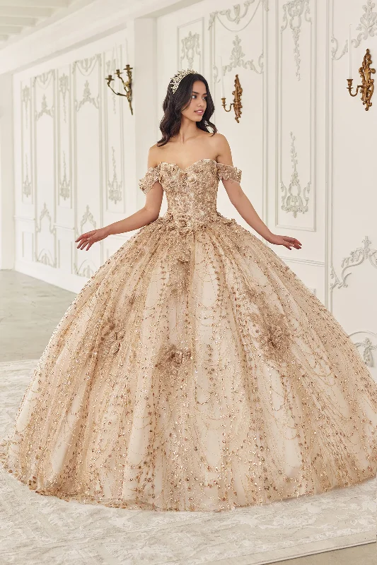 Quick Sale Glitter Print Off Shoulder Ball Gown Floral Dress Quinceanera Prom Floor Length Short Sleeve Off Shoulder Polyester with Appliques