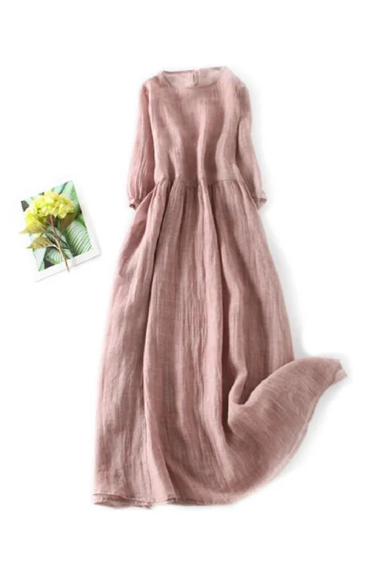 Price Slash Elegant Dresses Literature Casual Loose Maxi Party Dresses Cotton Blend Large Swing Sundress