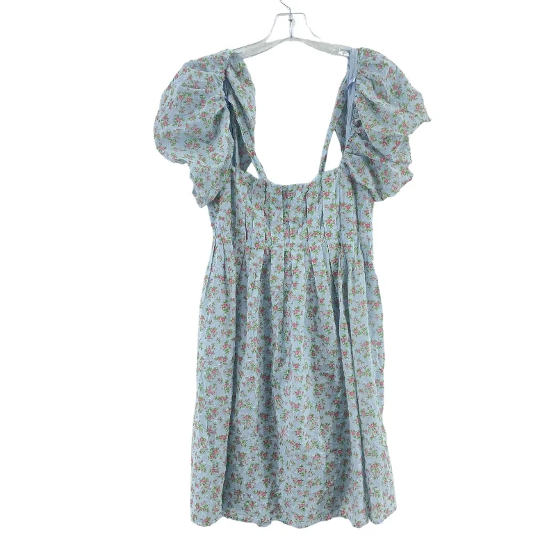 Blowout Sale Bebop Women's Blue Floral Puff Sleeve Cotton Fit & Flare Dress, Size L, Preowned Blowout Sale Bebop Women's Blue Floral Puff Sleeve Cotton Fit & Flare Dress, Size L, Preowned