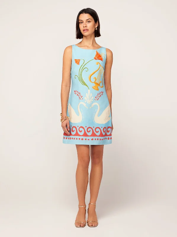 Incredible Offers Marina Blue Cygnus and Lyra Print Mini Dress