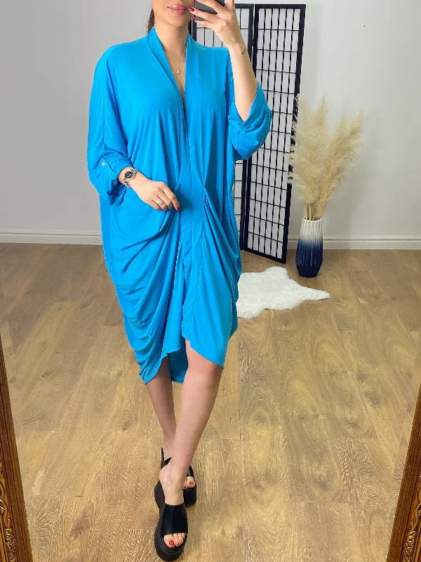 Limited Quantity Dulcie Oversized Ruched Front V Panel Dress