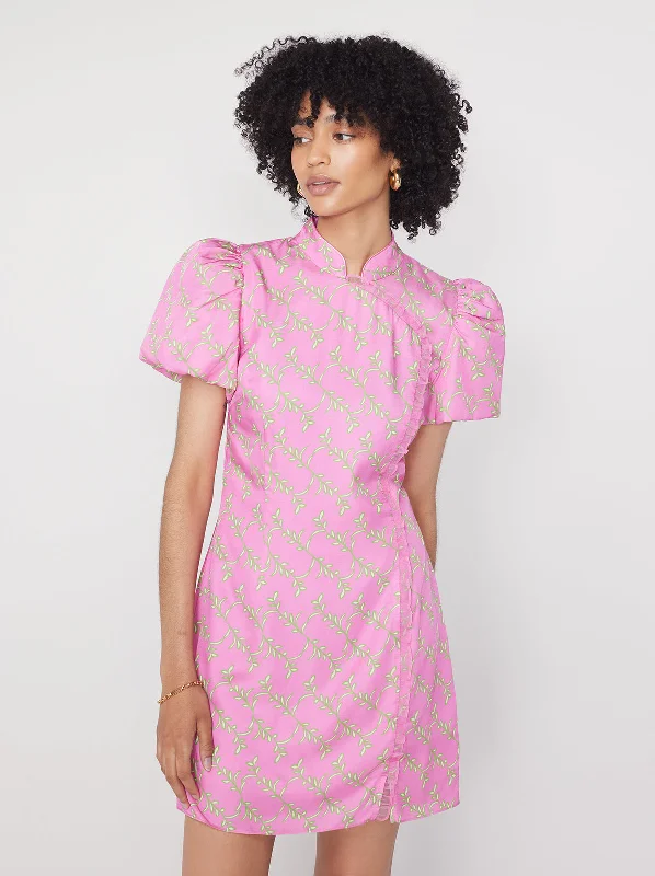 Fantastic Offers Philippa Pink Foliage Print Mini Dress