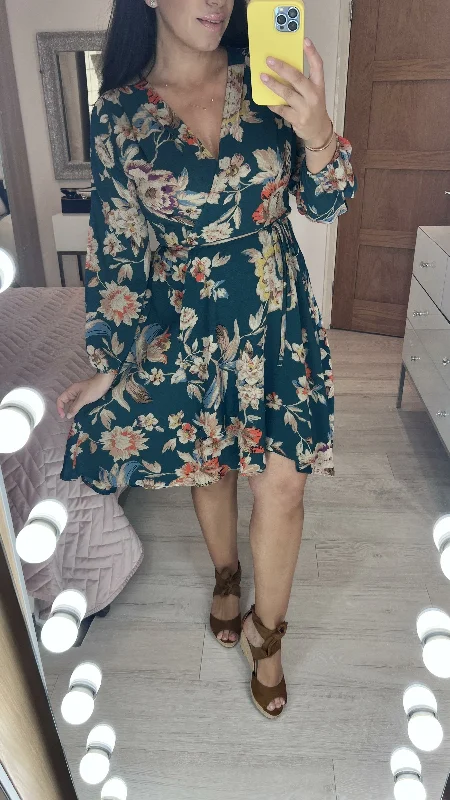 Midnight Sale Rio Emerald  Floral Wrap Dress