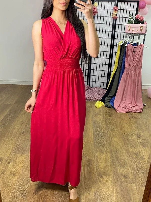 Limited Time Winona Plain Elasticated Waist Maxi Dress