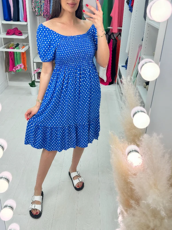 Exclusive Savings Tarni Polka Dot Print Bardot Dress