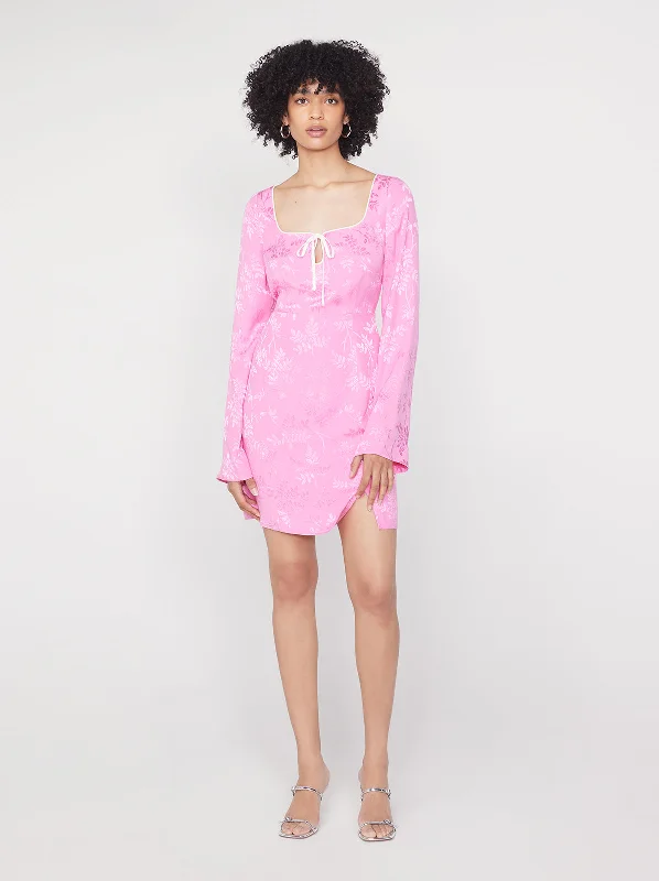 Great Deals Elspeth Pink Floral Jacquard Mini Dress