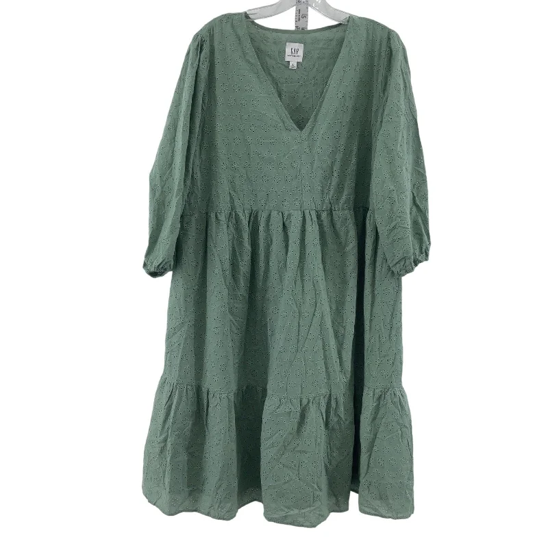 Instant Discount Gap Green Midi Sundress Women's Eyelet Lace Layered- Maternity Polyester L