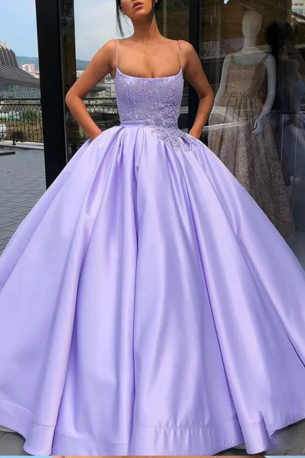 Great Bargains Quinceanera Dress Lavender Ball Gown Spaghetti Straps Satin Dress With Pocket Great Bargains Quinceanera Dress Lavender Ball Gown Spaghetti Straps Satin Dress With Pocket