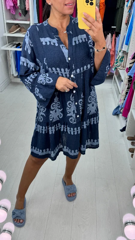 Steals and Deals Almeida Printed Linen Smock Dress