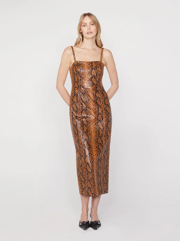 Massive Deals Ursula Caramel Snakeskin Vinyl Dress