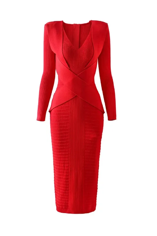 Big Savings Christmas Year Red Women Long Knitted Dress Wrapped Waist Bodycon Clothing Big Savings Christmas Year Red Women Long Knitted Dress Wrapped Waist Bodycon Clothing
