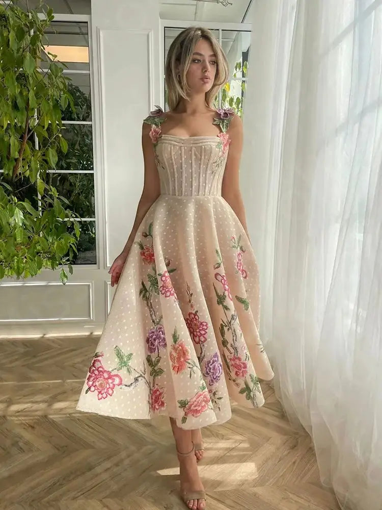 Don't Wait Dresses Tea Length Wedding Party Dresses Short Appliqued Little Party Gowns Corset Back with Straps Don't Wait Dresses Tea Length Wedding Party Dresses Short Appliqued Little Party Gowns Corset Back with Straps