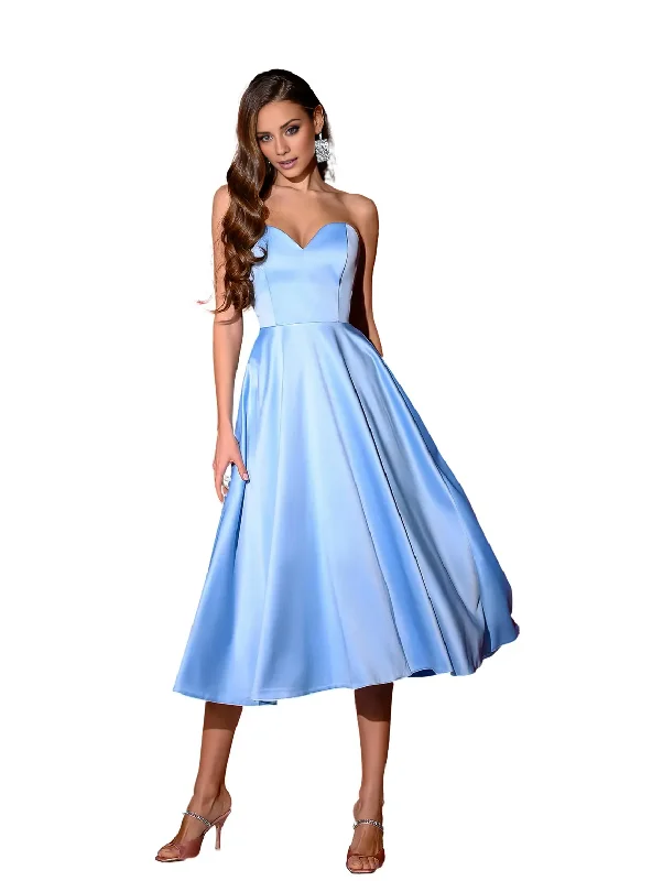 Reduced Prices Light Blue A-Line Satin Corseted Sleeveless Dress Wedding Guest Dress Reduced Prices Light Blue A-Line Satin Corseted Sleeveless Dress Wedding Guest Dress