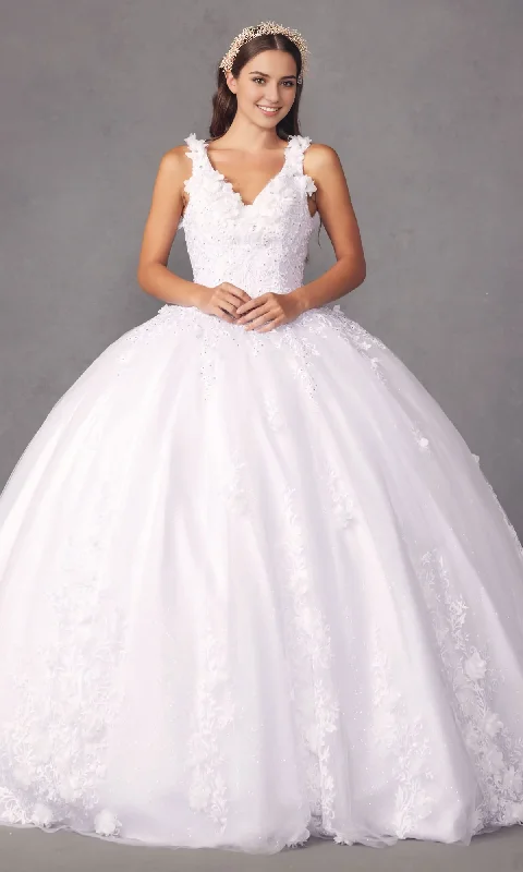 Reduced Prices Traditional White Quinceañera Dress Princess Dress Floor Length Sleeveless with Appliques