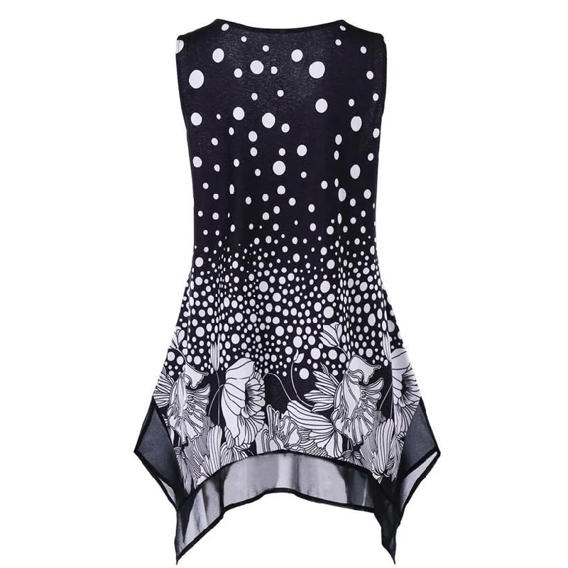 Weekend Special New Ladies V Neck Dot Flowers Printed Sleeveless dress