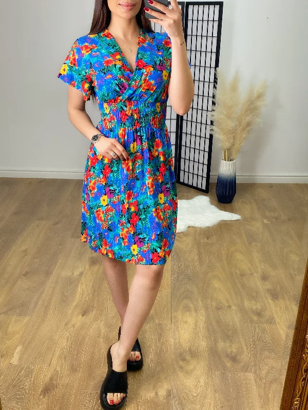 Today’s Deal Cooke Floral Print Shirred Waist Dress