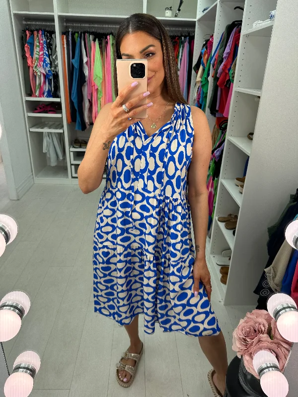 Mega Sale Rivka Patterned Tie Neck Midi Dress