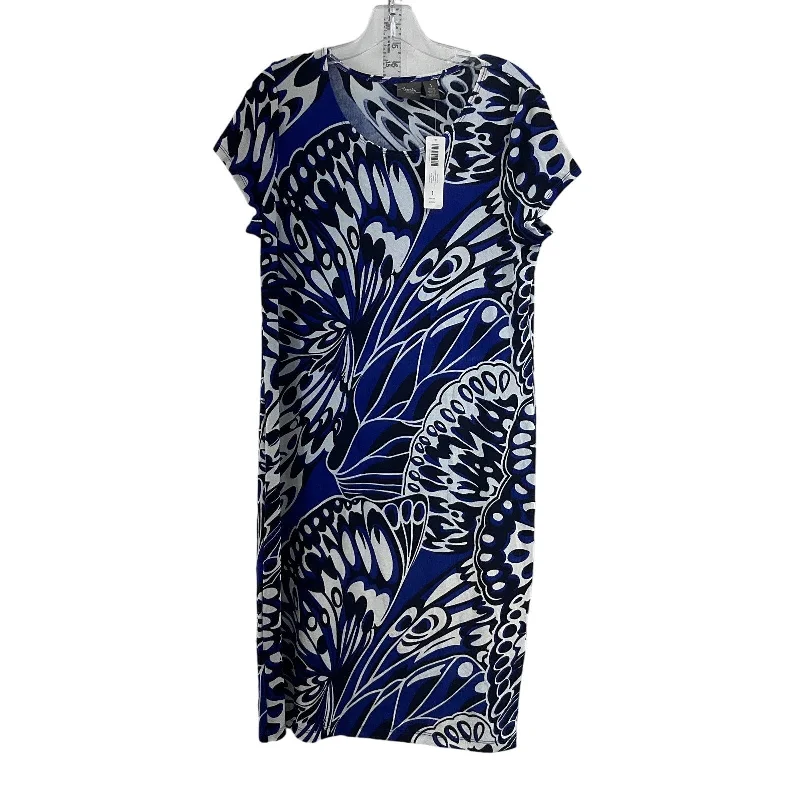 Early Bird Discount NWT Travelers by Chico's Blue Black Butterfly Wings Womens Sheath Dress, Size S