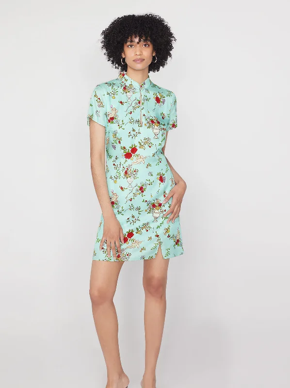 Don't Wait Gretchen Mint Cherub Print Mini Dress