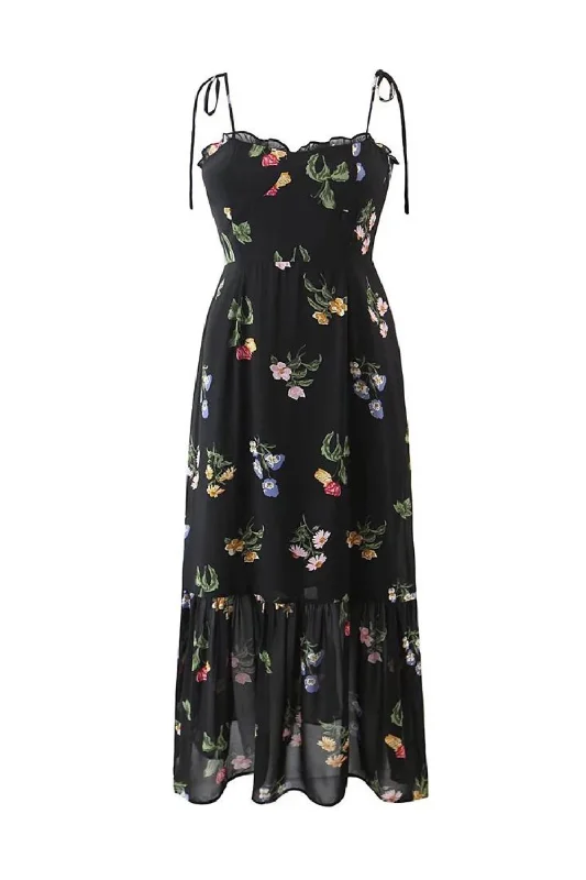 Mega Sale Summer Women French Style Floral Sling Chiffon Dress Female