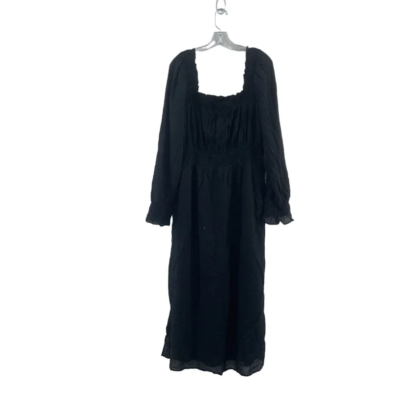 Price Drop Gap Women's Tall Large Black Maxi Square Neck Cotton Blouson Dress NWT