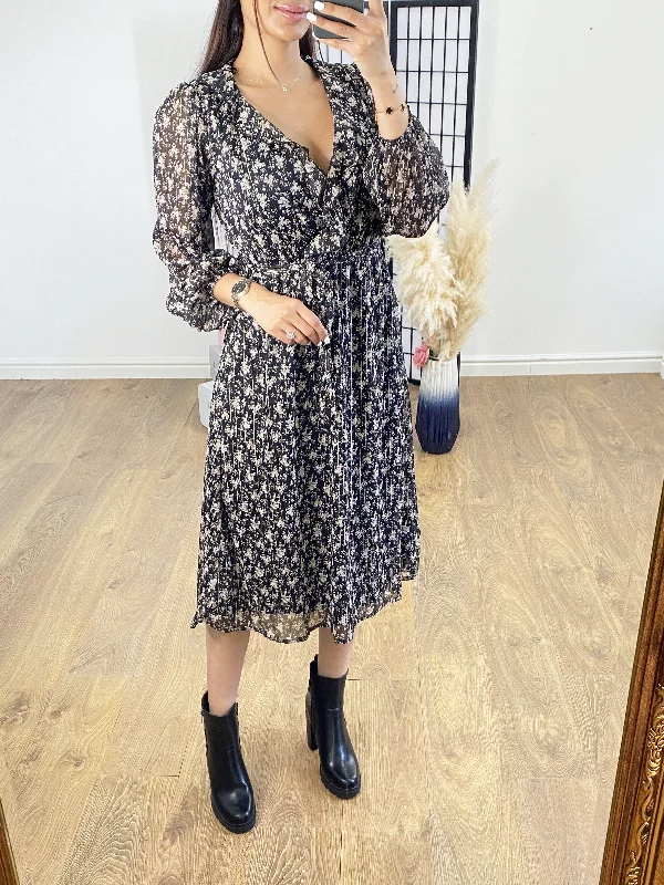 Super Deal Northern Lurex Floral Print Midi Dress