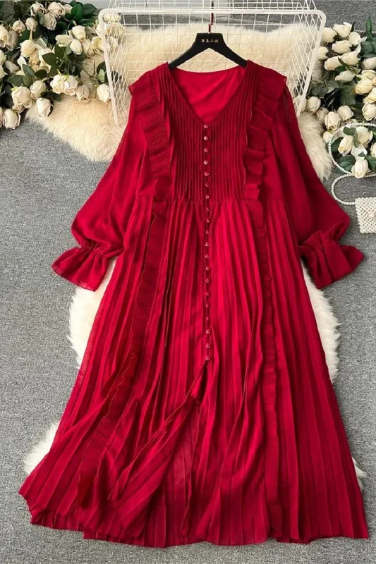 Low Prices Spring Autumn Women Ruffle Draped Long Dress Vintage Elegant Loose Vacation Beach Low Prices Spring Autumn Women Ruffle Draped Long Dress Vintage Elegant Loose Vacation Beach