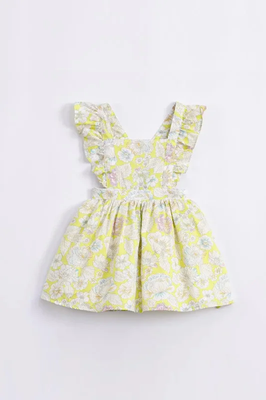 Seasonal Clearance Girls Summer Pastoral Style Floral Cotton Suspender Dresses