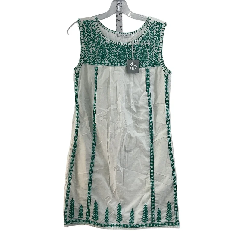 Warehouse Sale NWT House of Pom Green Embroidery White Boho Shift Dress Womens M
