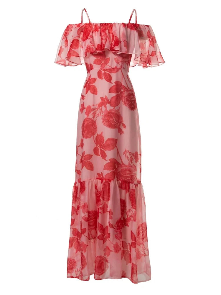 Buy More, Save More Spring Summer Women's Dress Slash Neck Splicing Flounced Edge Spaghetti Strap Rose Elegant Dresses Buy More, Save More Spring Summer Women's Dress Slash Neck Splicing Flounced Edge Spaghetti Strap Rose Elegant Dresses