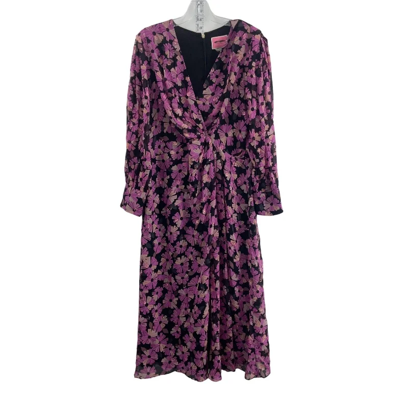 Special Buy Kate Spade Women's Floral Purple Silk Wrap Midi Dress Size 12 Preowned