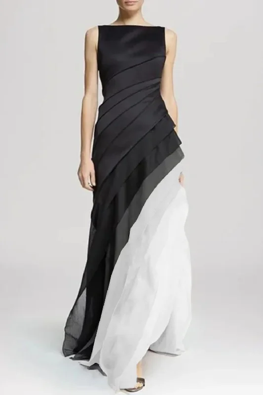 Lowest Price Elegant Women Chiffon Dress Autumn Patchwork Sleeveless Long Maxi Dress Evening Party Lowest Price Elegant Women Chiffon Dress Autumn Patchwork Sleeveless Long Maxi Dress Evening Party