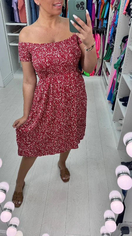 Super Deal Callie Floral Bardot Dress