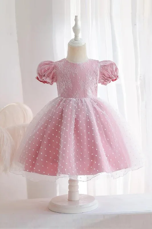 Exclusive Access Princess Lace Dots Puff Sleeve Cute Summer Baby Girl Dress Birthday Party