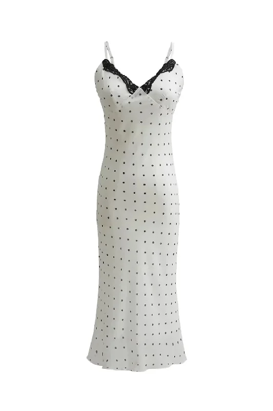 Season Finale Sale Women Sling Dress Beach Robe Holiday Polka Dot Spliced Lace