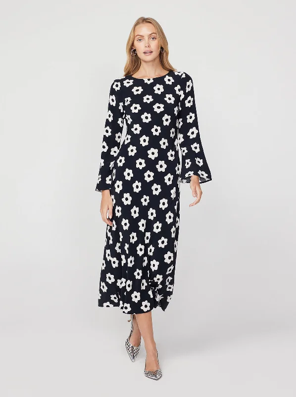 Season Finale Sale Keira Black Tiled Floral Maxi Dress