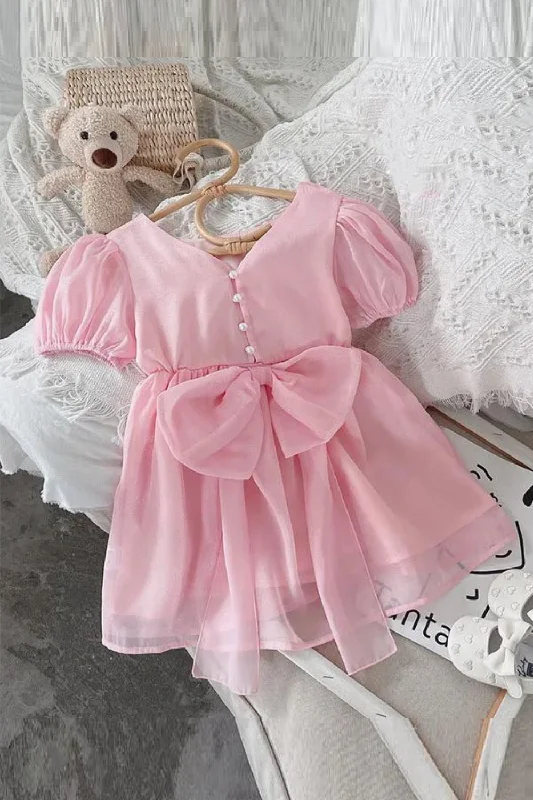 Midnight Madness Princess Bow Girls Dress Toddler Kid Clothes Summer Short Sleeve Party Dress Elegant Midnight Madness Princess Bow Girls Dress Toddler Kid Clothes Summer Short Sleeve Party Dress Elegant