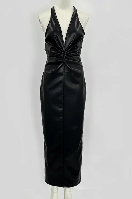 Buy More, Save More Spring Summer Women Style Dark Goth Halter Neck Slimming Maxi Dress