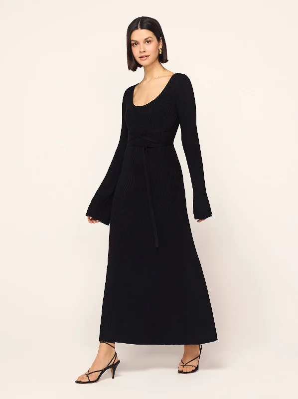 Exclusive Preview Darryl Black Ribbed Knit Dress