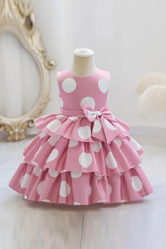 Today’s Deal Princess Flower Girl Dress Dots Printing Gown Kids Girl Wedding Birthday Prom Party Kids Dresses For Girls Children's Costume
